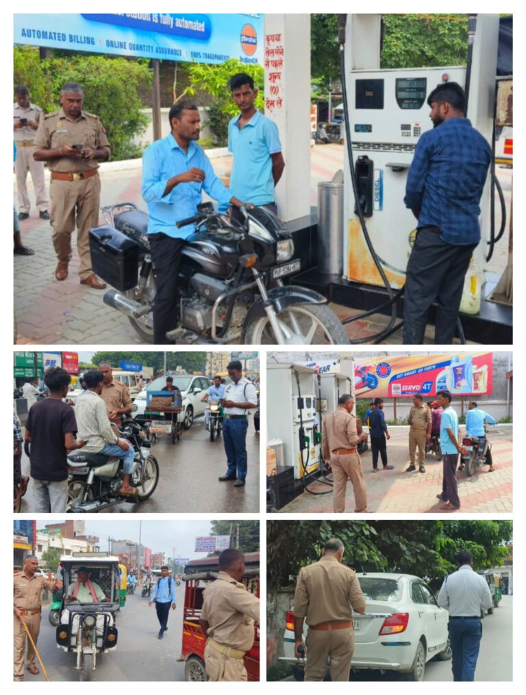 देवरिया में यातायात पुलिस का चेकिंग अभियान, 87 वाहनों का ई-चालान, 2 सीज