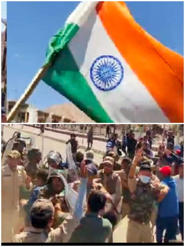 लेह में हिंसक प्रदर्शन, भाजपा कार्यालय के बाहर सुरक्षा वाहन फूंका – राज्य का दर्जा और छठी अनुसूची की माँग तेज़