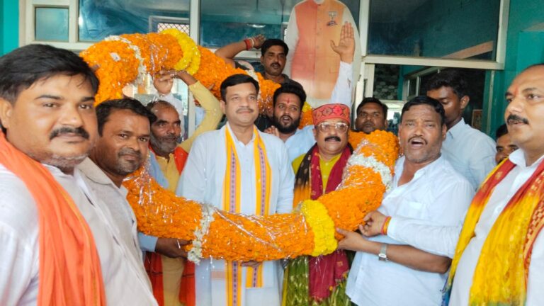 विकसित भारत पर निकाली गई शोभा यात्रा, सांसद का हुआ स्वागत