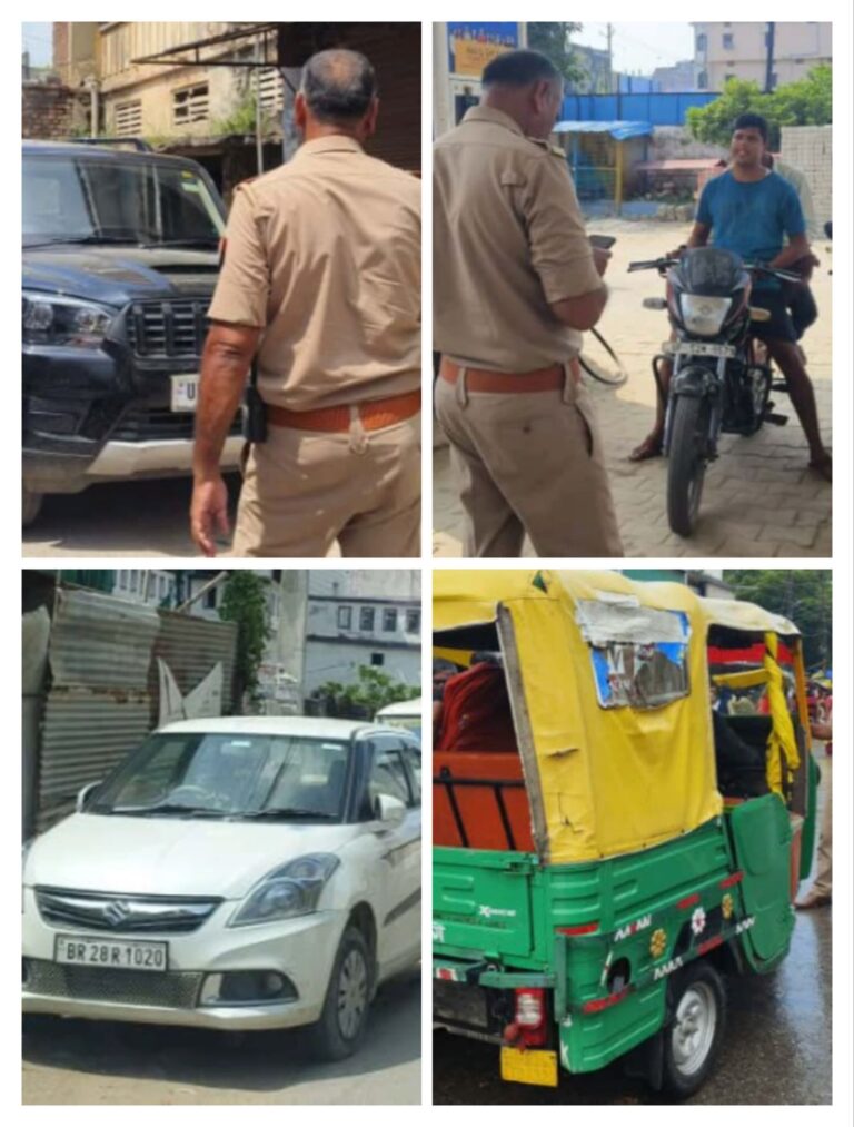 यातायात पुलिस देवरिया ने चलाया चेकिंग अभियान, नो हेलमेट-नो फ्यूल अभियान में 96 वाहनों पर कार्रवाई