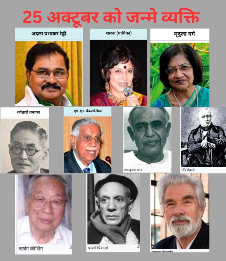 मानवता, कला और राजनीति के सितारे—25 अक्टूबर में जन्मे अद्भुत व्यक्तित्व”