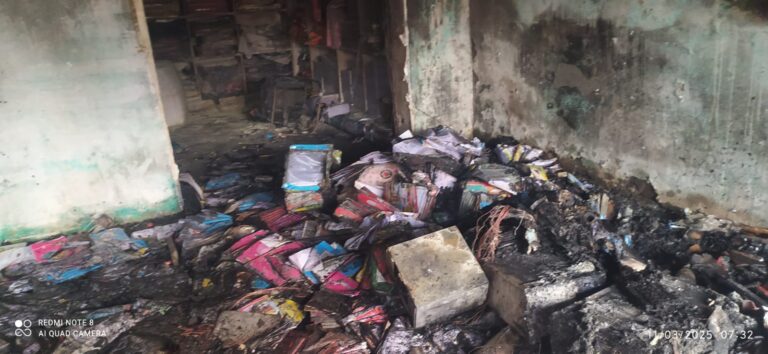 शार्ट सर्किट से कारोबारी की दुकानों में भीषण आग करीब लाखो का नुकसान