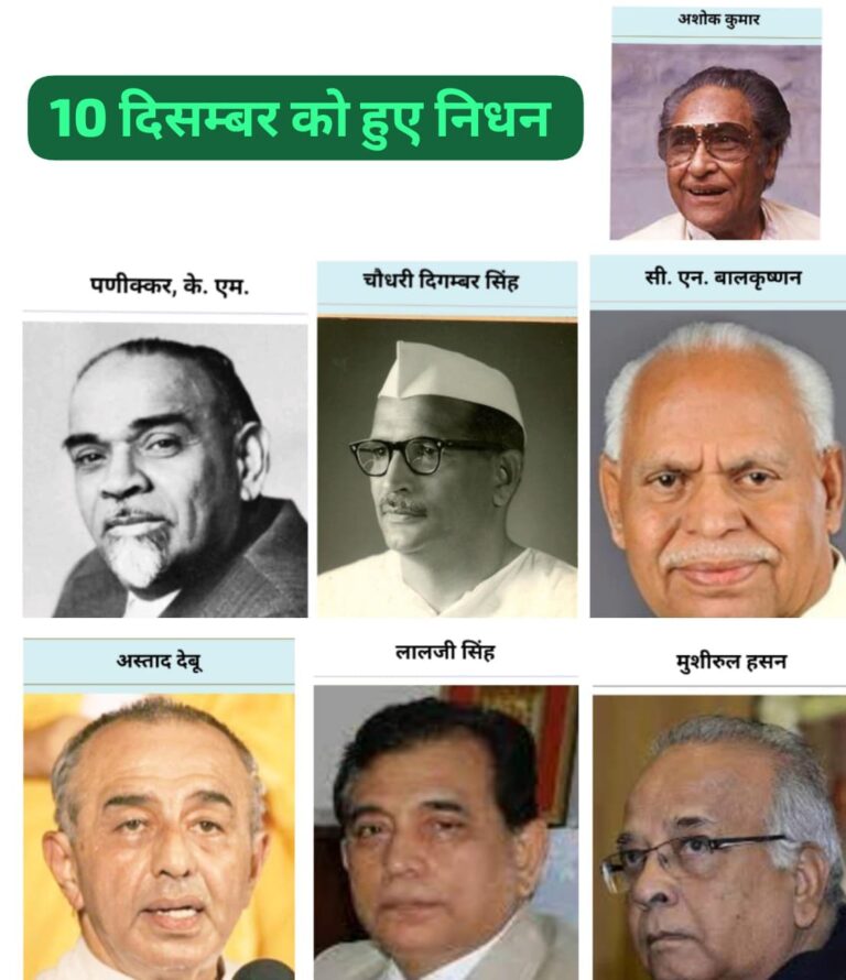 ✦ 10 दिसंबर : इतिहास के महान अवसान — देश ने जिन रत्नों को खोया, उनकी विरासत आज भी अमर ✦