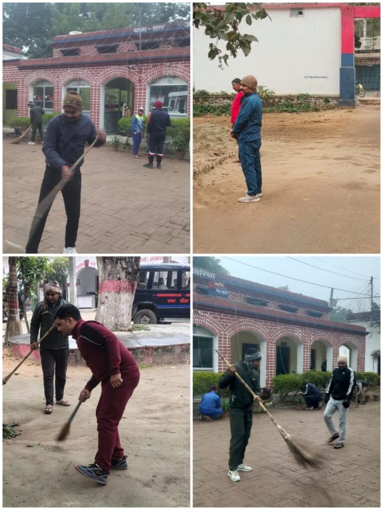 पुलिस ने चलाया स्वच्छता अभियान, श्रमदान से दिया स्वच्छ पर्यावरण का संदेश