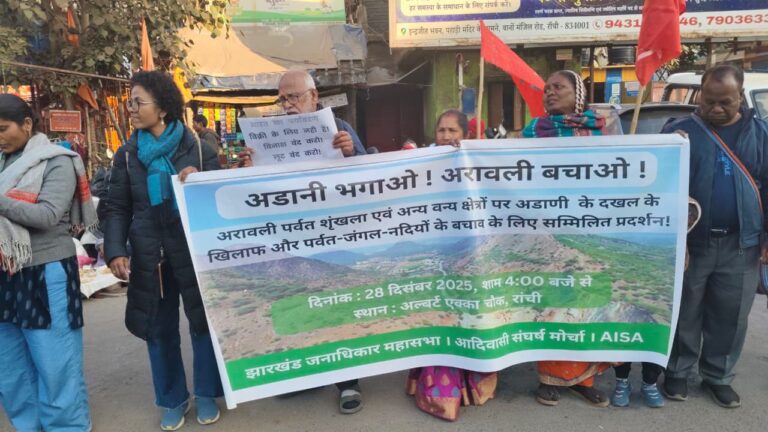 पर्यावरण संकट के खिलाफ सड़क पर उतरे संगठन, मानव श्रृंखला बनाकर जताया विरोध