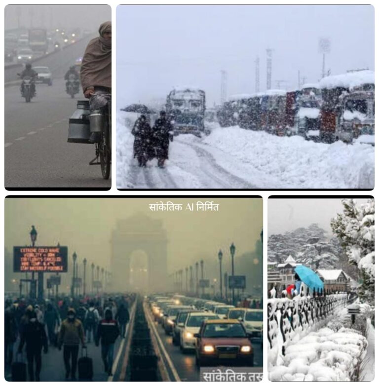 उत्तर भारत में घना कोहरा, पहाड़ों पर बारिश-बर्फबारी, कई राज्यों में कोल्ड डे का अलर्ट