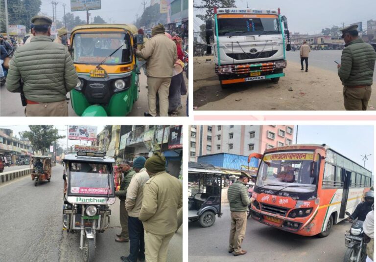 दुर्घटनाओं की रोकथाम हेतु यातायात पुलिस का चेकिंग अभियान, 116 वाहनों का ई-चालान