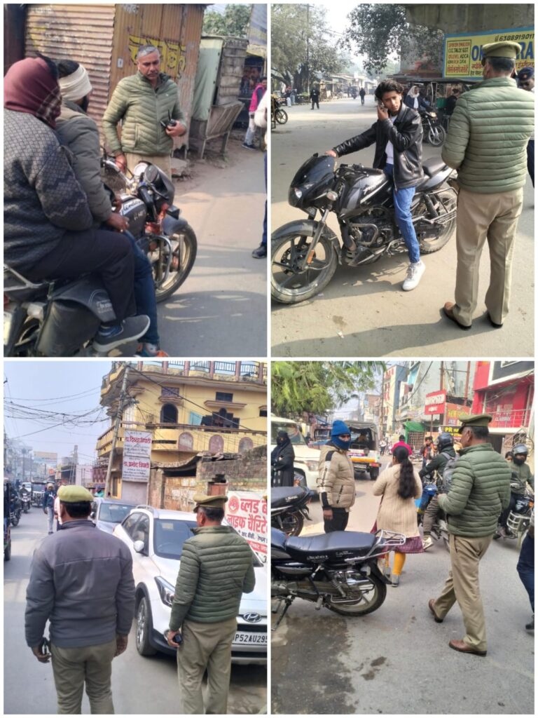यातायात पुलिस का सघन चेकिंग अभियान, 186 वाहनों का ई-चालान, 4 सीज