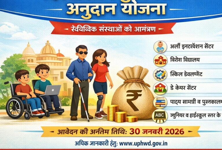 दिव्यांगजन के पुनर्वासन हेतु स्वैच्छिक संस्थाओं से अनुदान प्रस्ताव आमंत्रित