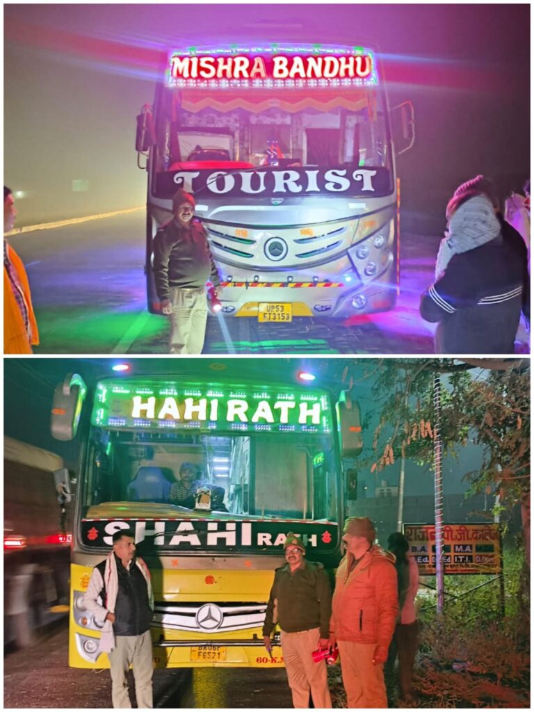 सड़क सुरक्षा माह में परिवहन विभाग का सघन प्रवर्तन, 10 रूट बसों की जांच, 3 का चालान