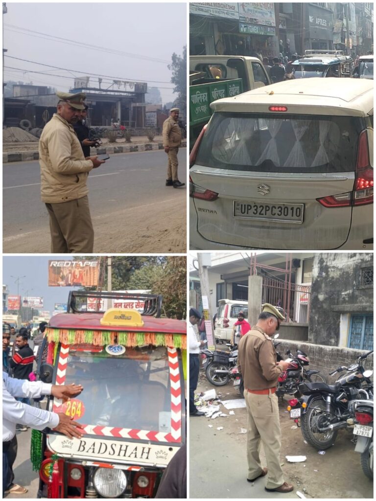 देवरिया में ट्रैफिक नियमों पर सख्ती, ई-रिक्शा और भारी वाहनों पर बड़ी कार्रवाई