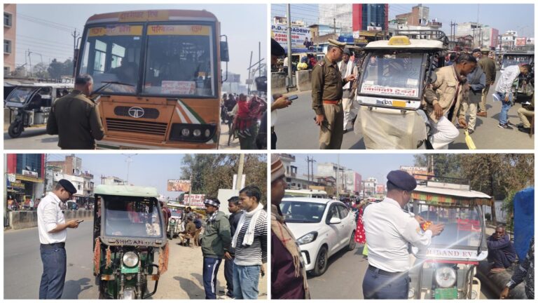 यातायात पुलिस का सख्त अभियान, 138 वाहनों का ई-चालान, 10 वाहन सीज