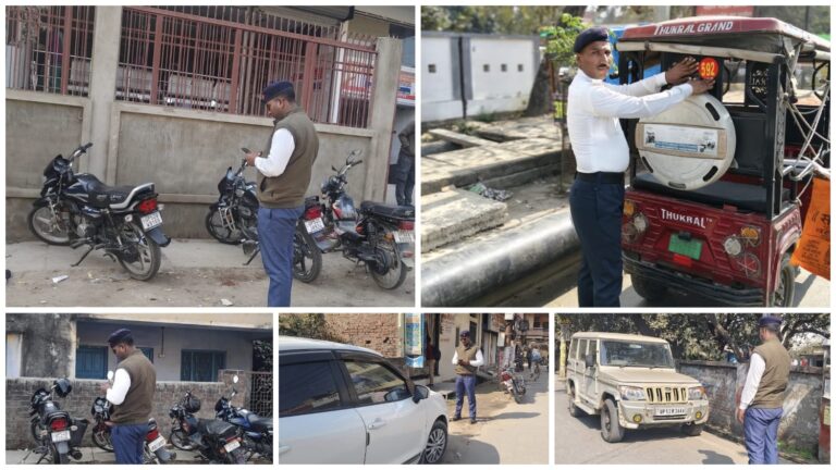 यातायात पुलिस का सख्त अभियान, 129 वाहनों का ई-चालान, 2 वाहन सीज