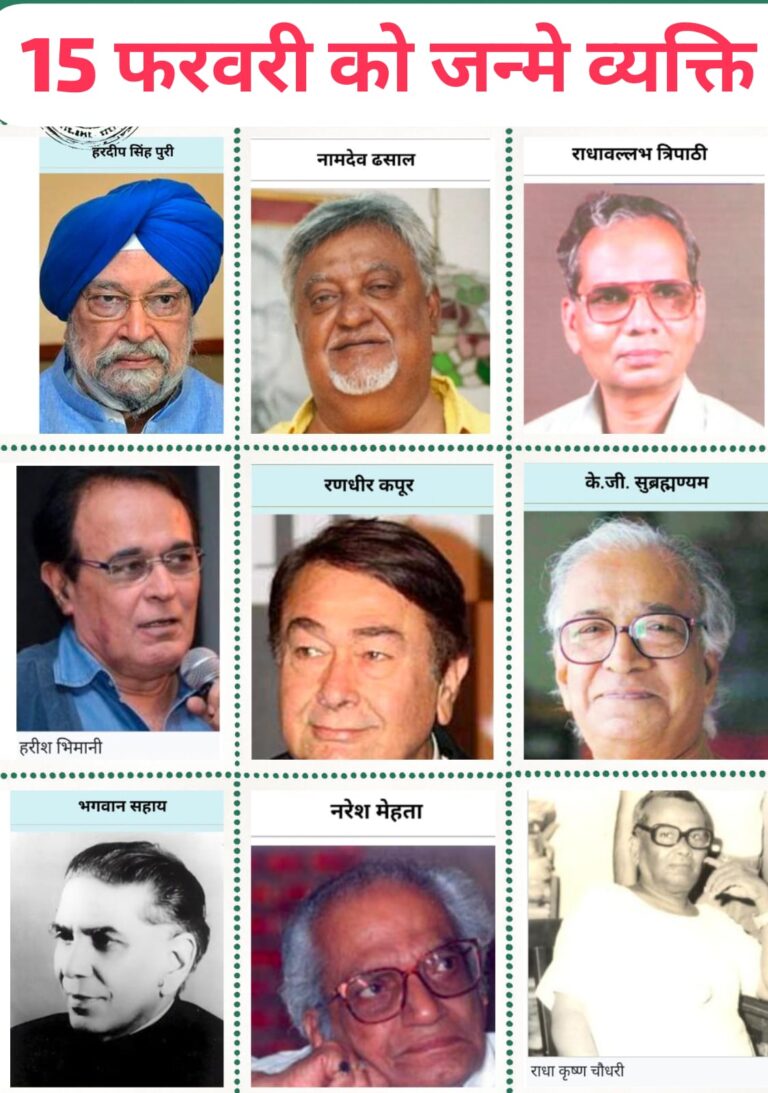 15 फ़रवरी का इतिहास: जानिए आज जन्मे वो महान लोग जिन्होंने देश का नाम रोशन किया