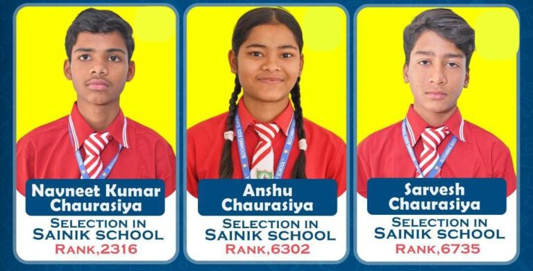 सैनिक स्कूल परीक्षा में चमके ब्लूमिंग बड्स के छात्र, तीन का चयन