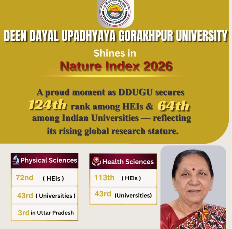 Nature Index 2026 में डीडीयू की दमदार मौजूदगी, शोध उत्कृष्टता को मिला वैश्विक सम्मान