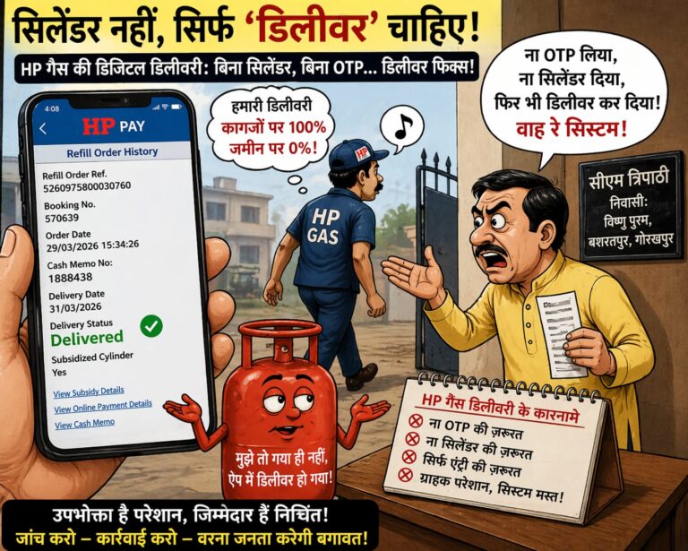 गोरखपुर में HP गैस एजेंसी पर फर्जी डिलीवरी का आरोप, बिना सिलेंडर ‘डिलीवर्ड’ दिखाया