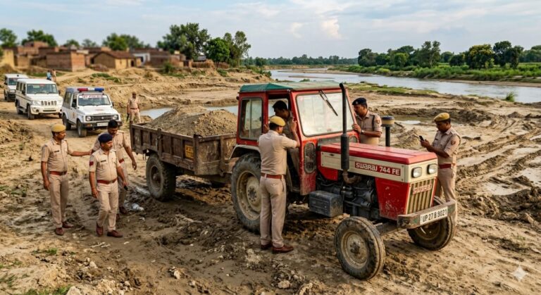 अवैध खनन पर प्रशासन का चला डंडा क्षेत्र में हड़कंप ट्रैक्टर-ट्राली सीज