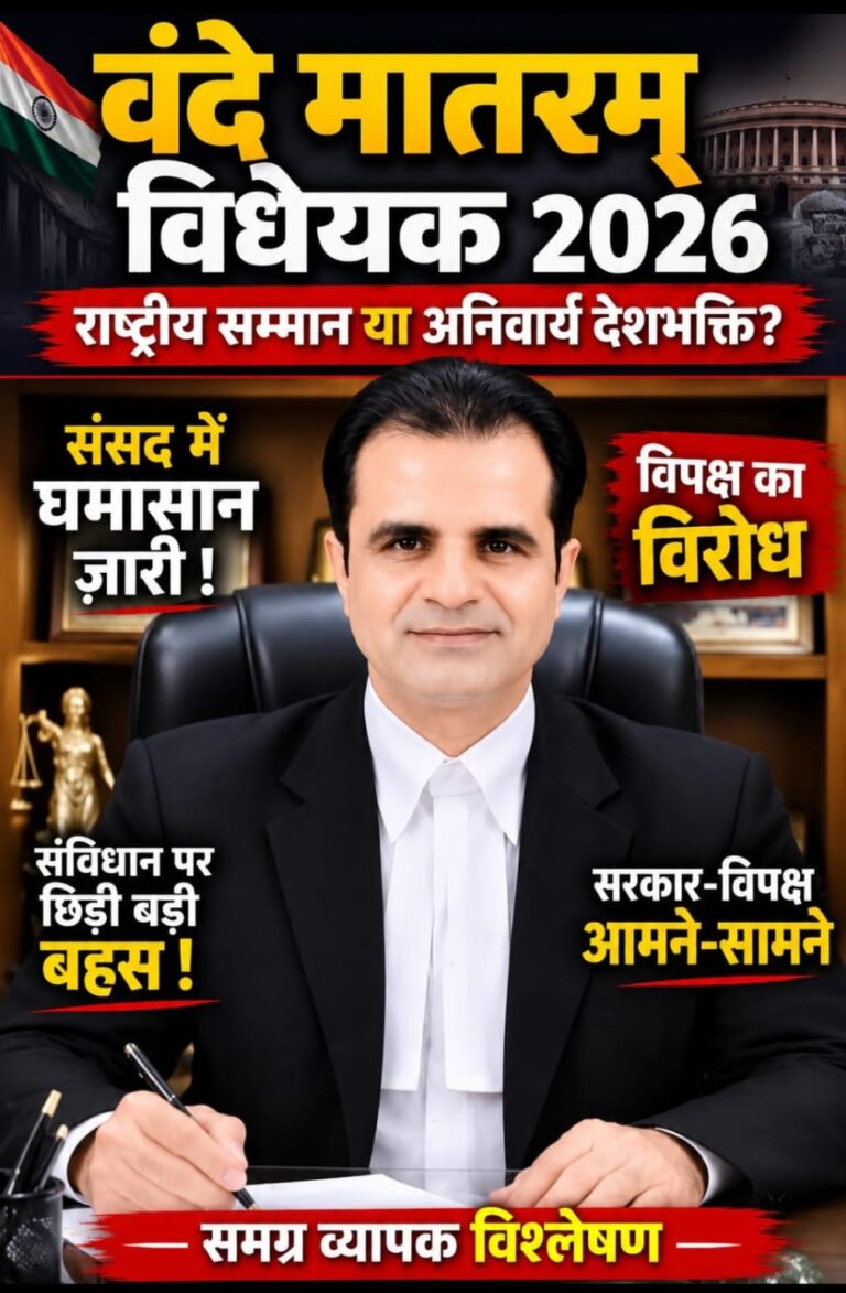 वंदे मातरम विधेयक 2026: राष्ट्रीय सम्मान या अनिवार्य देशभक्ति? संसद में घमासान, संविधान पर छिड़ी बड़ी बहस